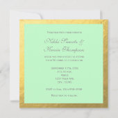 Mint groen & Wit Gestreepte Gouden Folie Uitnodigi Kaart (Achterkant)