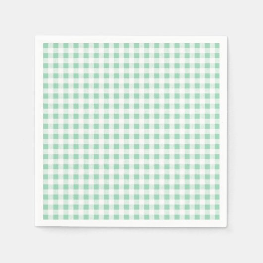 Mint Groen Wit Gingham Patroon Servet (Voorkant)