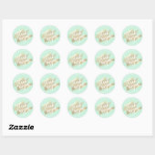 Mint Groen Wit Goud Brush Stroke Baby shower Ronde Sticker (Vel)