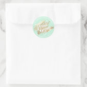 Mint Groen Wit Goud Brush Stroke Baby shower Ronde Sticker (Tas)