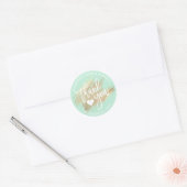 Mint Groen Wit Goud Brush Stroke Vrijgezellenfeest Ronde Sticker (Envelop)