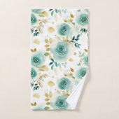 Mint Groen Wit Goud Roos Bloemen Bad Handdoek (Handdoek)