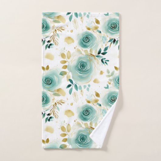 Mint Groen Wit Goud Roos Bloemen Bad Handdoek (Handdoek)