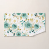 Mint Groen Wit Goud Roos Bloemen Bad Handdoek (Handdoek)