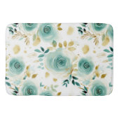 Mint Groen Wit Goud Roos Bloemen Badmat (Voorkant)