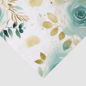 Mint Groen Wit Goud Roos Bloemen Tissuepapier (Detail)