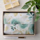 Mint Groen Wit Goud Roos Bloemen Tissuepapier (Geschenk)