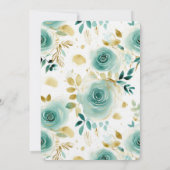 Mint Groen Wit Goud Roos bruiloft Kaart (Achterkant)