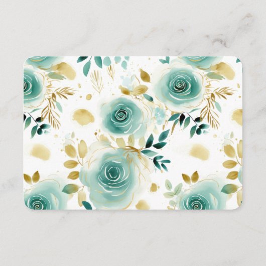Mint Groen Wit Goud Roos bruiloft RSVP Informatiekaartje (Achterkant)