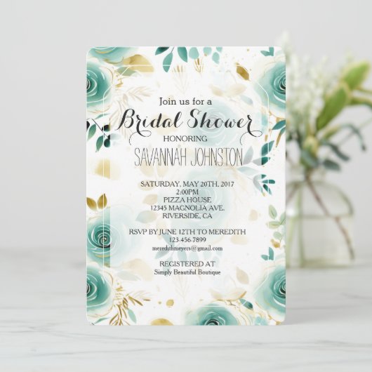 Mint Groen Wit Goud Roos Vrijgezellenfeest Kaart (Staand voorkant)