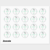 Mint groen, wit grijs olifant Baby shower Ronde Sticker (Vel)