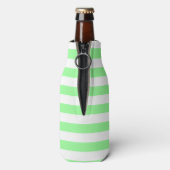 Mint Groen Wit Horiz Stripe HP Naam Init Monogram Flesjeskoeler (Fles Achterkant)