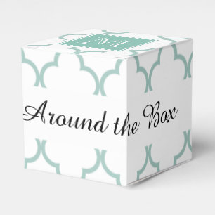 Mint groen, wit kwartblad   Uw monogram Bedankdoosjes