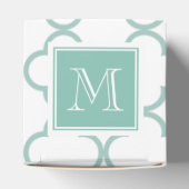 Mint groen, wit kwartblad | Uw monogram Bedankdoosjes (Bovenkant)