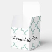 Mint groen, wit kwartblad | Uw monogram Bedankdoosjes (Geopend)