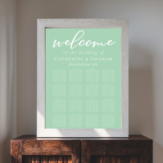 Mint Groen Wit Minimalistische Wedding Zitting Gra Poster