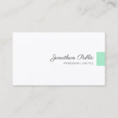 Mint Groen Wit Modern Handgeschreven Script Naam Visitekaartje (Voorkant)