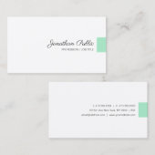 Mint Groen Wit Modern Handgeschreven Script Naam Visitekaartje (Voorkant / Achterkant)