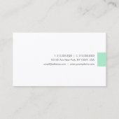 Mint Groen Wit Modern Handgeschreven Script Naam Visitekaartje (Achterkant)