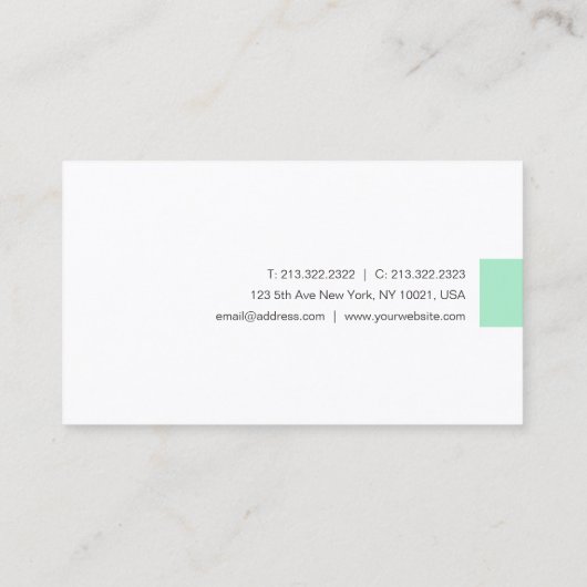 Mint Groen Wit Modern Handgeschreven Script Naam Visitekaartje (Achterkant)