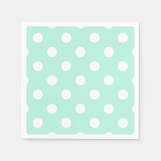 Mint groen wit polka dot cocktail servetten (Voorkant)