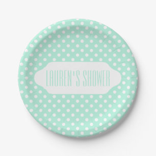 Mint groen wit polka dot papier bord