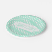 Mint groen wit polka dot papier bord (Gekanteld)