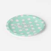 Mint groen wit polka dot papier bord (Gekanteld)