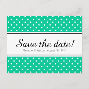 Mint groen & wit polkadot save the date briefkaart