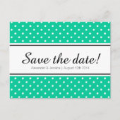 Mint groen & wit polkadot save the date briefkaart (Voorkant)