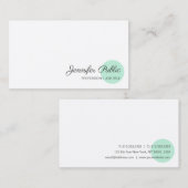 Mint Groen Wit Sjabloon Modern Handschrift Visitekaartje (Voorkant / Achterkant)