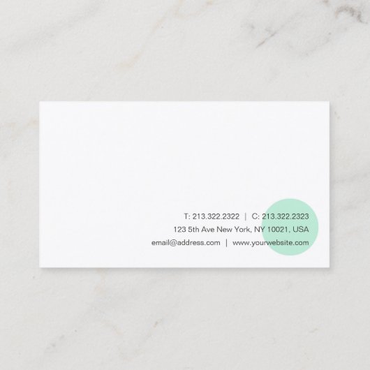 Mint Groen Wit Sjabloon Modern Handschrift Visitekaartje (Achterkant)