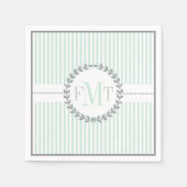 Mint-groen, witte gestreepte bruiloft servetten (Voorkant)