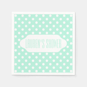Mint groen & witte polka stippen aangepaste papier servet