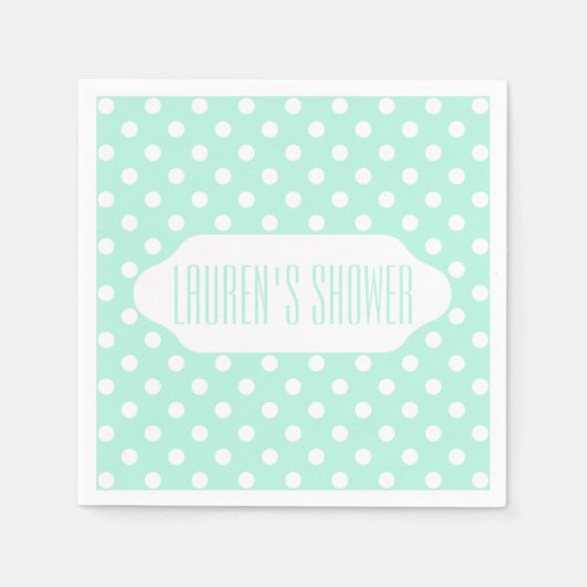 Mint groen & witte polka stippen aangepaste papier servet (Voorkant)