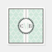 Mint groen, witte quatrefoil patroon bruiloft servet (Voorkant)
