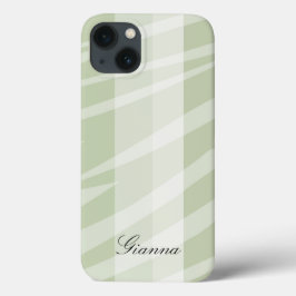 Mint Groen Witte Zebra Strepen iPhone 13 Hoesje