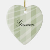 Mint Groen Witte Zebra Strepen Keramisch Ornament (Rechts)