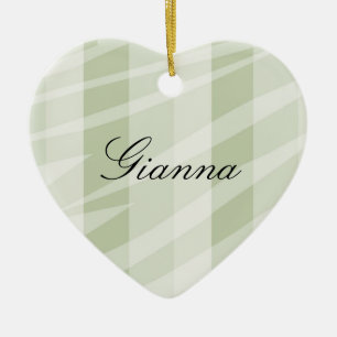 Mint Groen Witte Zebra Strepen Keramisch Ornament