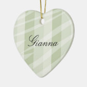 Mint Groen Witte Zebra Strepen Keramisch Ornament (Links)