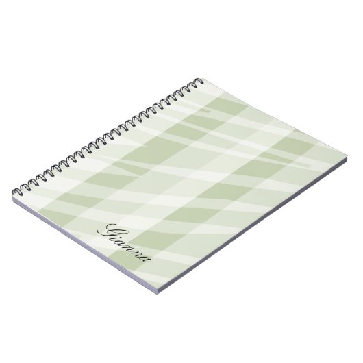 Mint Groen Witte Zebra Strepen Notitieboek (Linkerzijde)