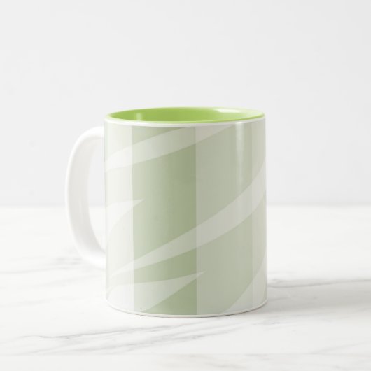 Mint Groen Witte Zebra Strepen Tweekleurige Koffiemok (Voorkant links)