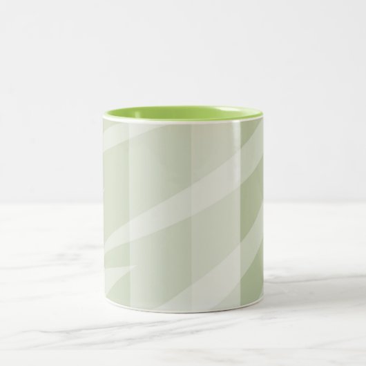 Mint Groen Witte Zebra Strepen Tweekleurige Koffiemok (Center)