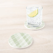 Mint Groen Witte Zebra Strepen Zandsteen Onderzetter (Zijkant)