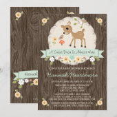 MINT GROEN WOODLAND DEER BABY SHOWER KAART (Voorkant / Achterkant)