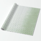 Mint Groen Zilver Stippen Net Delicate Diamond Cut Cadeaupapier (Uitgerold)