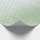 Mint Groen Zilver Stippen Net Delicate Diamond Cut Cadeaupapier (Hoek)