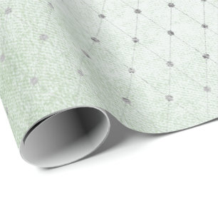 Mint Groen Zilver Stippen Net Delicate Diamond Cut Cadeaupapier