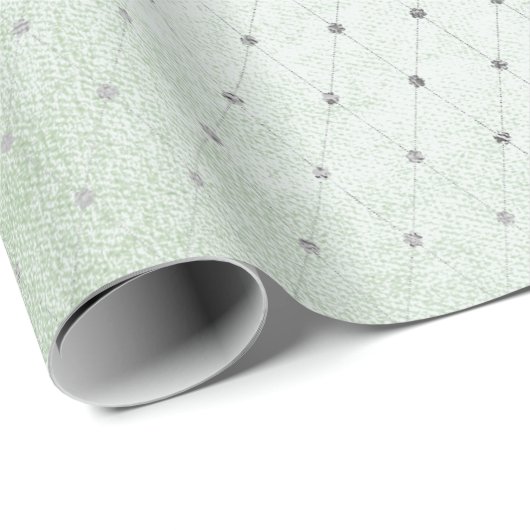 Mint Groen Zilver Stippen Net Delicate Diamond Cut Cadeaupapier (Rol Hoek)