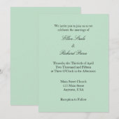 Mint groen zwart effen eenvoudige bruiloft uitnodi kaart (Voorkant / Achterkant)